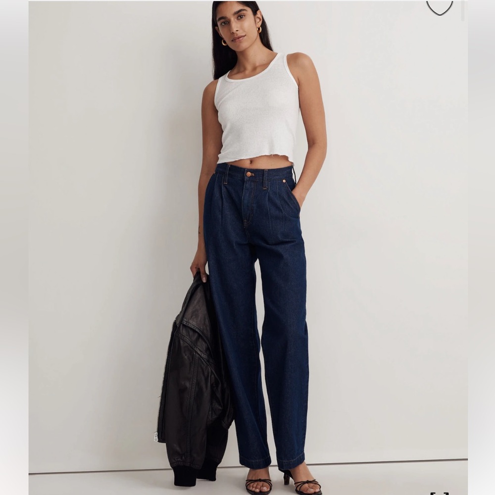 Baggy straight jeans in woodham wash: pleated edition